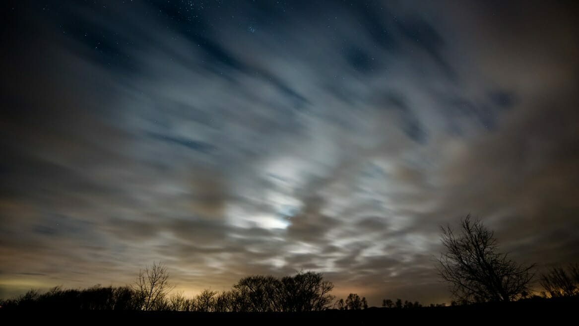 Clouds at night in Iowa