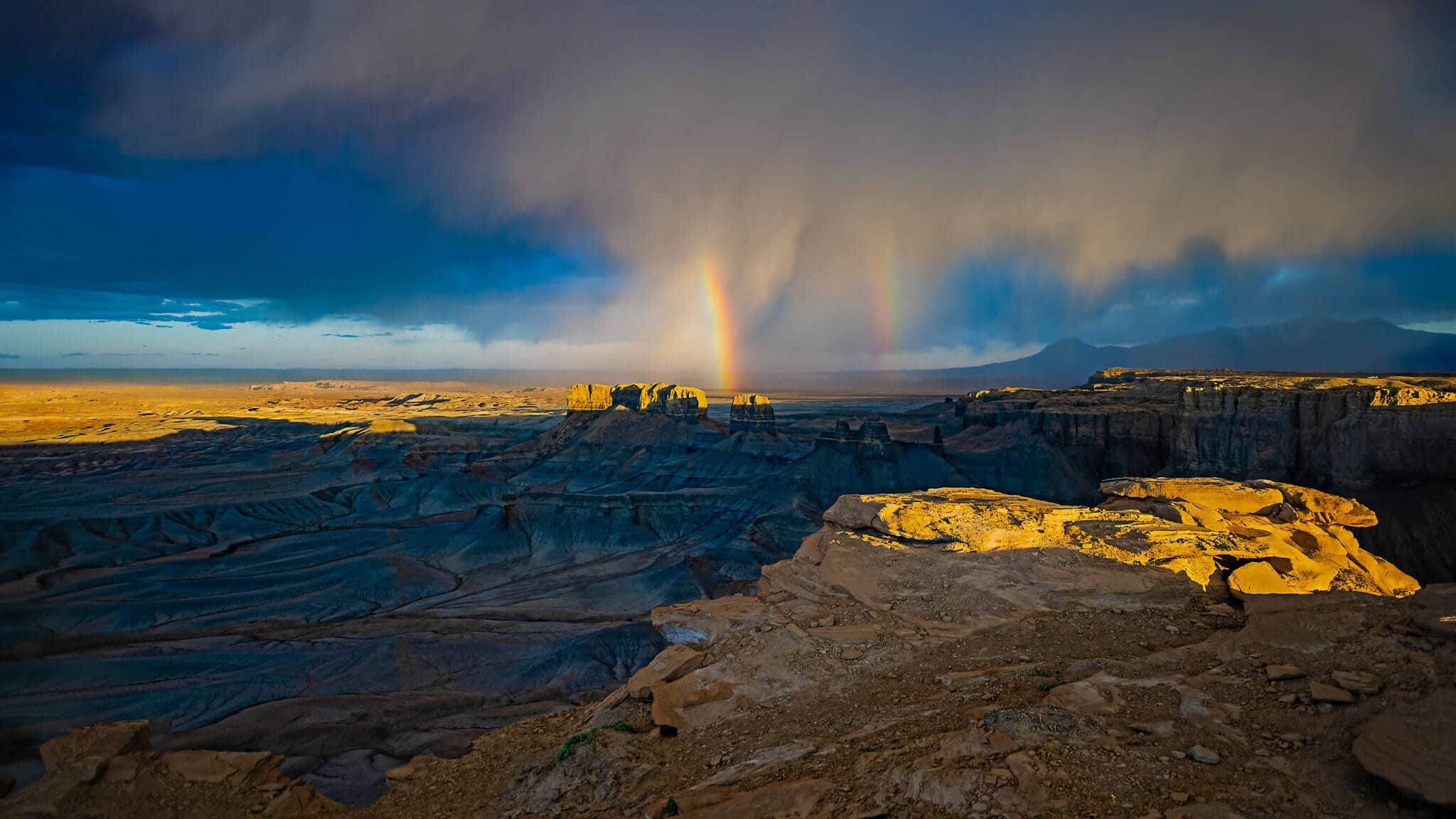 Rainbow from a storm over a Utah Canyon